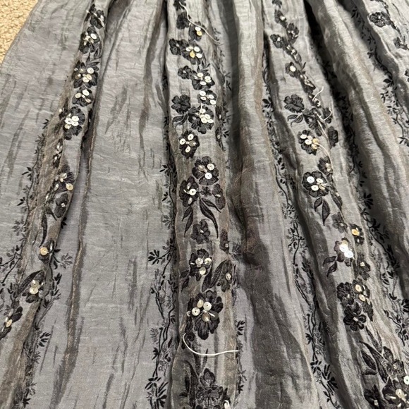 Lapis Sz OS Gray Black Embellished Sequin Floral Tube Midi Dress Fairy Boho - Picture 5 of 6